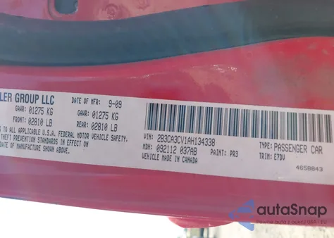 2010 Dodge Charger Sxt z USA, uszkodzony, nr VIN 2B3CA3CV1AH134338